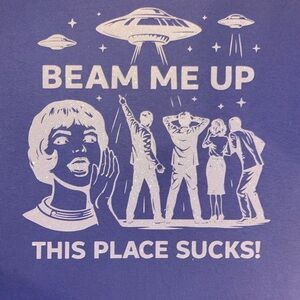 Purple Graphic Tee with UFO Design